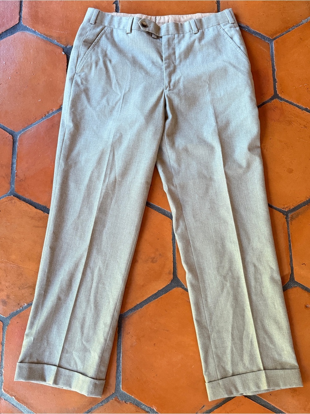 Richards Greenwich Men's Oxford Clothes Cuffed Wool Dress Pants 34 X 31 Bespoke
